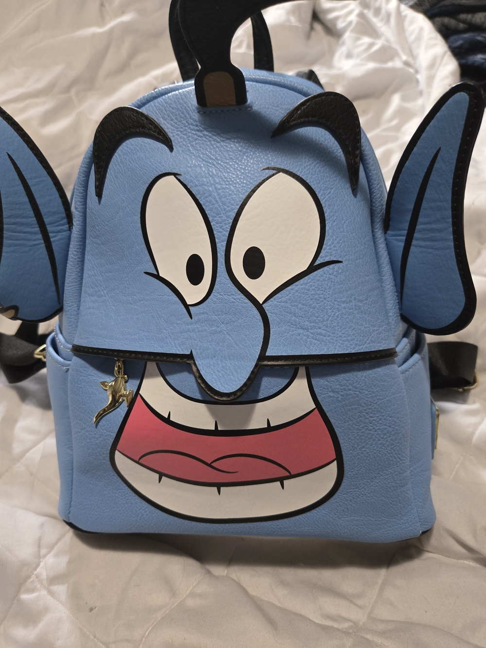 Loungefly Blue Genie Cosplay Backpack with Gold Lamp Charm
